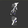 Futuristic Mechanical Robot Character Standing Pose With White Black Purple Color Scheme And Sci Fi Design