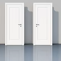 Two White Hinged Doors in Modern Minimalist Interior With Smooth Floor 3d model