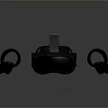 Modern Black VR Headset With Wireless Earbuds And Sleek Tech Design 3d model
