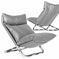 Modern Blue Upholstered Lounge Chair With Plush Cushions And Metal Frame