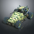 Military Camouflage Tank With Large Cannon And Heavy Tracked Wheels Design