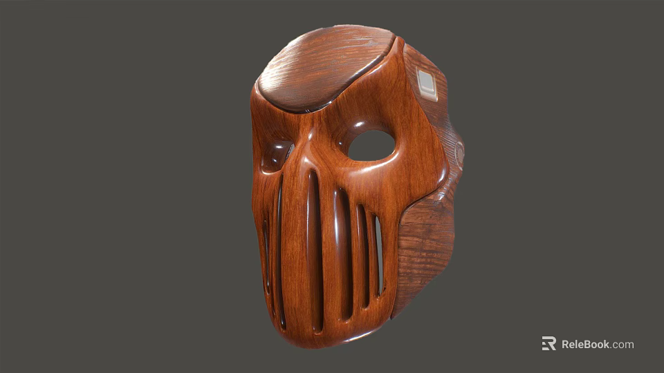 Vintage Style Hand Carved Wooden Mask With Intricate Details And Smooth Texture 3d model 