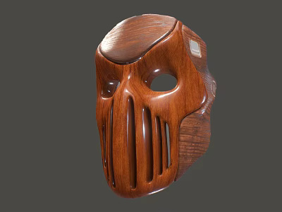 Vintage Style Hand Carved Wooden Mask With Intricate Details And Smooth Texture 3d model