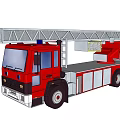 Red Fire Truck with Extended Ladder for Emergency Rescue Operations