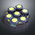 Blue Hexagon Doll With Yellow Light Up Panels And Tech Style Design 3d model