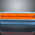 Stylish Modern Sectional Sofa With Orange Seats And Light Blue Frame In Sleek Design