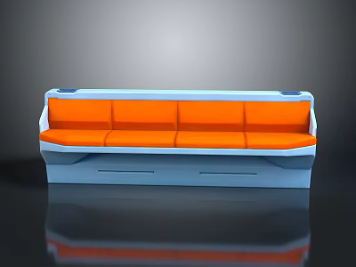 Stylish Modern Sectional Sofa With Orange Seats And Light Blue Frame In Sleek Design 3d model
