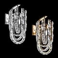 Elegant Crystal Wall Sconces with Silver and Gold Bases and Transparent Decor