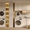 Bathroom Cabinet Rack Modern Luxury Design With White Cabinets Washing Machine Dryer And Open Shelves