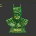 Batman Bust Sculpture With Mask Bat Ears And Yellow Logo On Base