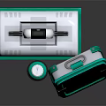 Medical Equipment Featuring Green First Aid Kit With Red Cross Symbol And Bottle