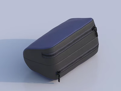 Navy Blue And Black Portable Travel Case With Double Zipper Design For Storage Use 3d model