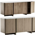 Modern Wooden Dresser With Natural Wood Grain And Marble Top Surface