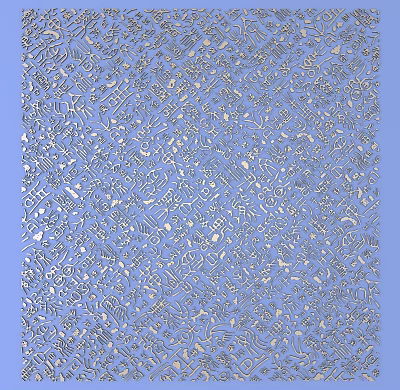 Elegant Intricate Silver Carvings Patterns On Soft Blue Background Surface 3d model