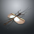 Realistic Bamboo Insect Decor Figurine With Slender Body Brown Wings White Patterns And Branch Design