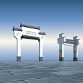 Traditional Chinese Archway Structures With White Black Classic Design And Stone Base 3d model