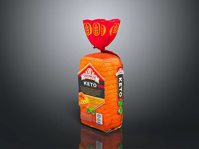 Borges Keto Bread Orange Packaging With Red Decorative Top And Label 3d model