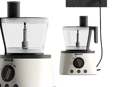 White Bosch Food Processors With Modern Design And Transparent Lids 3d model