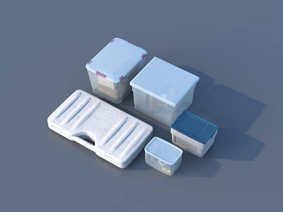 Transparent Storage Bins With Lids In Various Sizes For Home Organizing Needs 3d model