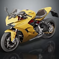 Yellow Ducati Sport Motorcycle With Black Seat Streamlined Design And Alloy Wheels