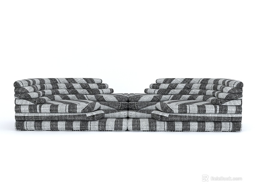 Irregular Shaped Sofa With Modern Checkered Pattern For Stylish Living Room Decor 3d model 