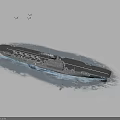 Military Aircraft Carrier Sailing In Blue Naval Water With Surrounding Fighter Planes
