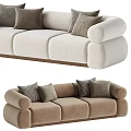 Three Seater Sofa with Soft Fabric Upholstery and Decorative Throw Pillows in Modern Style