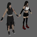Women 3D Models in Black and White Sleeveless Tops Black Skirts Red Shoes