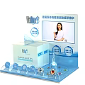Cosmetic Display Shelf with Timely Hyaluronic Acid Serum Bottle and Product Icons