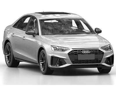 Audi Silver Sedan With Modern Sleek Body Design And Stylish Front Grille 3d model