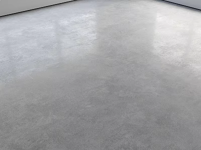 Glossy Gray Cement Self-leveling Indoor Floor With Smooth Surface And White Wall Edges 3d model