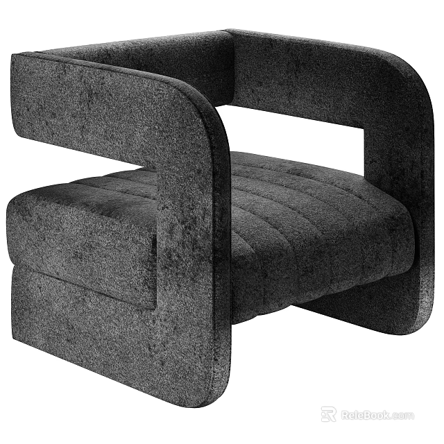 Stylish Modern Single Sofa With Plush Fabric And Geometric Armrest Design 3d model 
