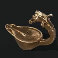 Golden Horse Head Shaped Decorative Container With Curved Handle Design