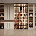 Modern Decorative Cabinet Interior Design With Shelves Lighting And Decorative Items White Wood Tones