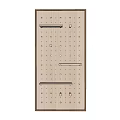 Wooden Rectangular Wall Decor With Metal Strips And Regular Holes Design 3d model