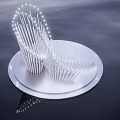 Modern White Garden Ornament With Circular Base Linear Structure And LED Lights 3d model
