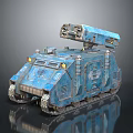 Futuristic Blue Tracked Armored Weapon Vehicle With Turret Cannon And Mechanical Design Features