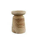 Natural Wooden Coffee Table With Round Top And Cylindrical Base Design