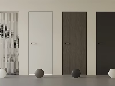 Modern Swing Doors In Different Colors With Wooden Glass And Decorative Balls 3d model