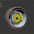 Detailed 3D Rendering Of Automotive Parts Featuring Car Tire Wheel Rim And Brake Components