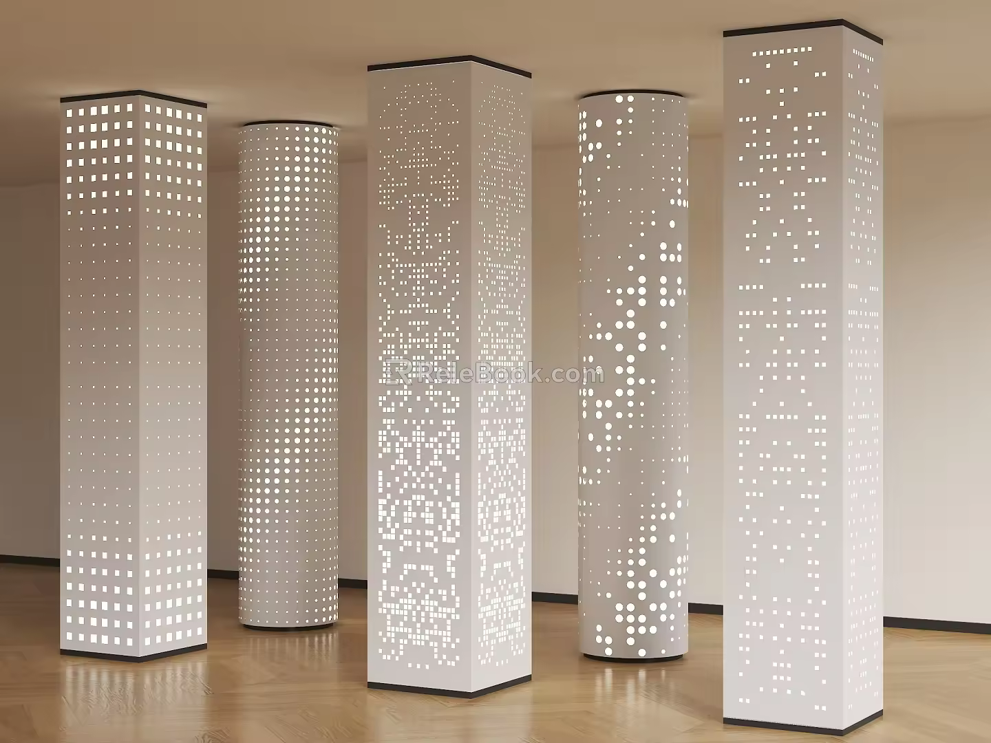 Modern Punched Pillar Hollow Pillar Hollow Square Pillar Gradient Perforated Pillar Luminous Decorative Pillar Gradient Hole Pillar 3d model