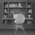 Modern Table and Chair Combination Transparent Furniture Desk Laptop Lamp 3d model