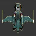 Teal Orange White Spaceship Model With Cosmic Aerospace Design And Detailed Engines And Wings