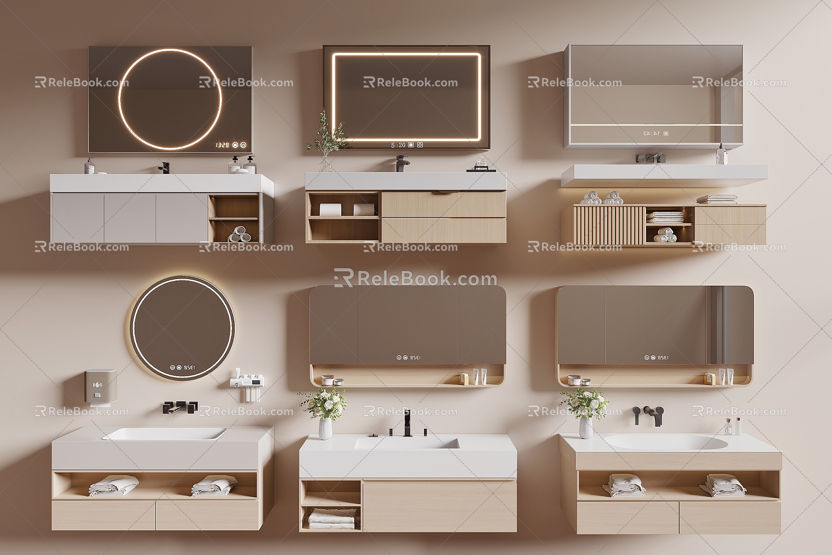 Modern Bathroom Cabinet Table Basin Mirror Cabinet Washing Table Finished Bathroom Cabinet Mirror 3d model