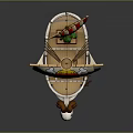 Anime Style Wooden Watercraft With Large Sail Featuring Straw Hat Skull Logo And Detailed Deck