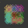 Modern Abstract Sculpture With Intricate Cube Structure Of Interconnected Metal Rings And Geometric Design