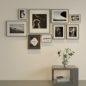 Modern minimalist black and white decorative photo combination 3d model