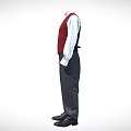 Red Vest With White Shirt And Dark Pants Formal Attire Outfit