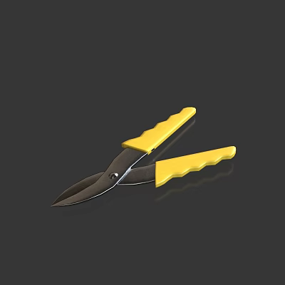 High Quality Hardware Scissors with Yellow Ergonomic Handles for DIY Projects 3d model