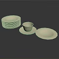 Everyday Household Tableware Including Stacked Plates A Cup With Saucer And Two Separate Plates